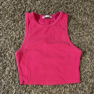 Zara Fuchsia Ribbed Crop Top